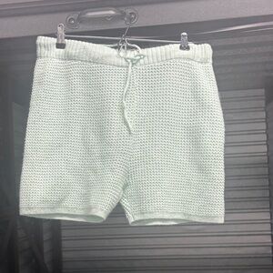 Women's Mint Green & Black Knit Athletic Shorts